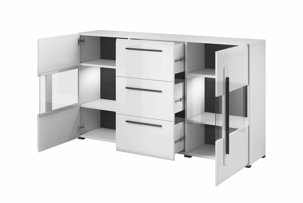 Tulsa 28 Display Sideboard Cabinet in White Gloss