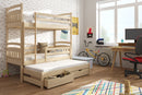 Wooden Bunk Bed Alan with Trundle and Storage in Pine With Foam/Bonnell Mattress