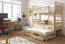 Wooden Bunk Bed Alan with Trundle and Storage in Pine With Foam/Bonnell Mattress