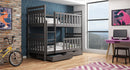 Wooden Bunk Bed Monika with Storage in Graphite With Foam/Bonnell Mattress