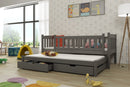 Wooden Double Bed Amelka with Trundle and Storage in Graphite With Foam Mattress