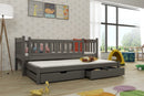 Wooden Double Bed Amelka with Trundle and Storage in Graphite With Foam Mattress