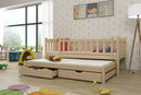 Wooden Double Bed Amelka with Trundle and Storage in Pine With Foam Mattress