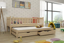 Wooden Double Bed Amelka with Trundle and Storage in Pine With Foam Mattress