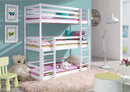 Wooden Triple Bunk Bed Ted in White Matt Without Mattress