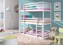 Wooden Triple Bunk Bed Ted in White Matt Without Mattress