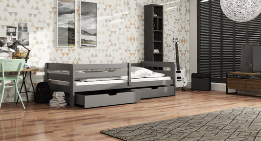 Wooden Bed Ergo with Storage in Graphite With Foam Mattress