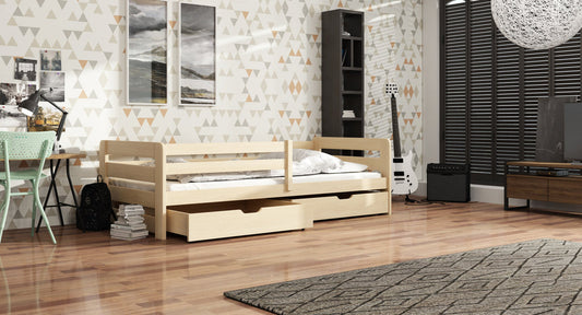 Wooden Bed Ergo with Storage in Pine With Foam Mattress