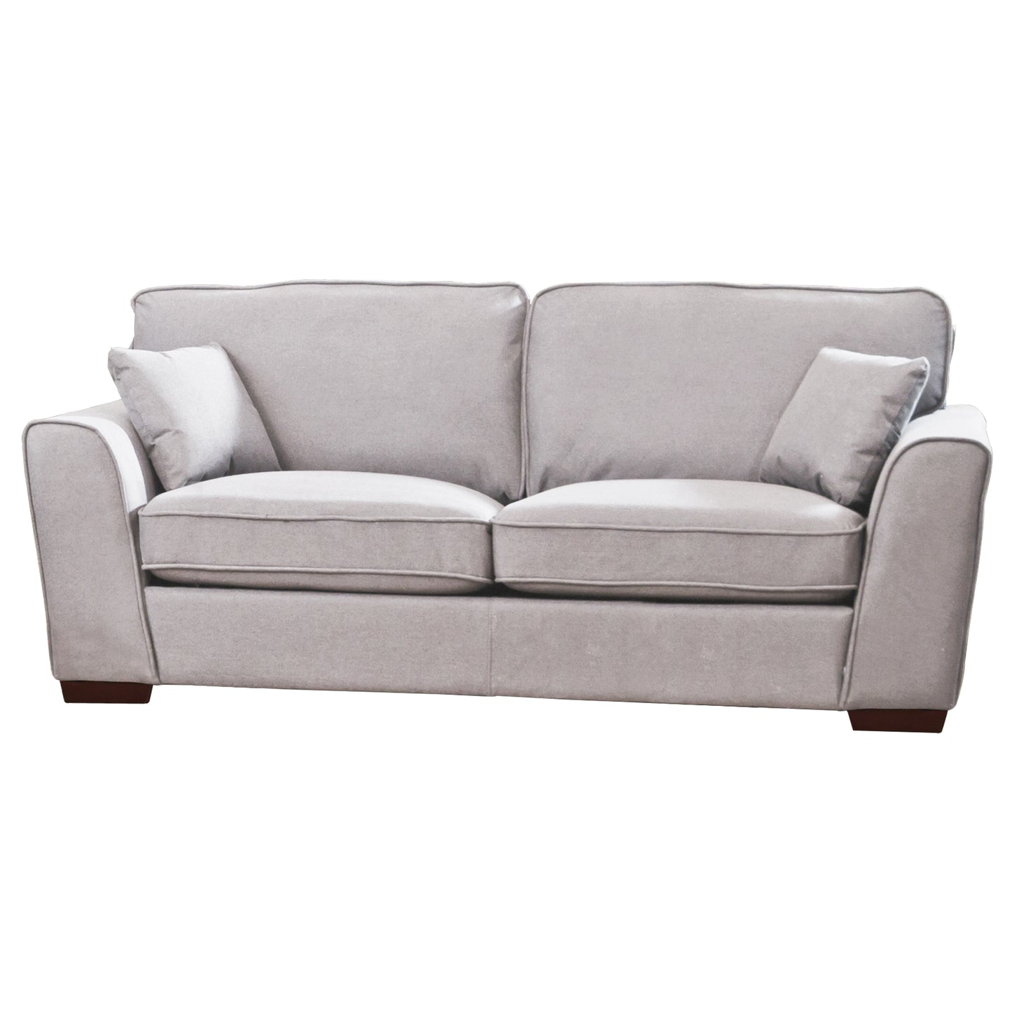 Traditional Three-Seater Sofa in Herringbone Fabric in Light Grey