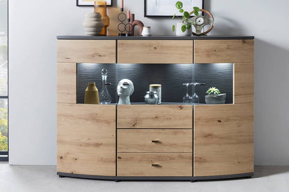 Dera 81 Sideboard Display Cabinet 160cm in Oak Artisan