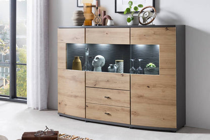 Dera 81 Sideboard Display Cabinet 160cm in Oak Artisan