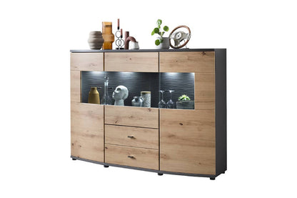 Dera 81 Sideboard Display Cabinet 160cm in Oak Artisan