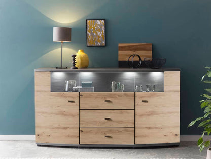 Dera 85 Sideboard Display Cabinet 160cm in Oak Artisan