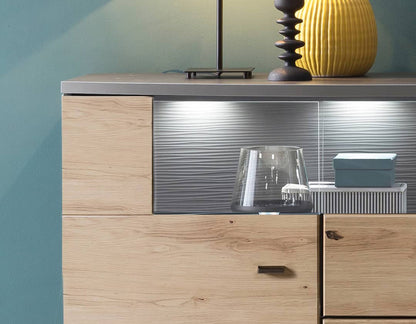 Dera 85 Sideboard Display Cabinet 160cm in Oak Artisan