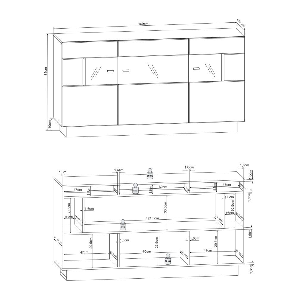 Sensis 84 Display Sideboard Cabinet in White Gloss