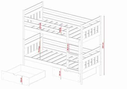 Wooden Bunk Bed Adas with Storage in White Matt Without Mattress