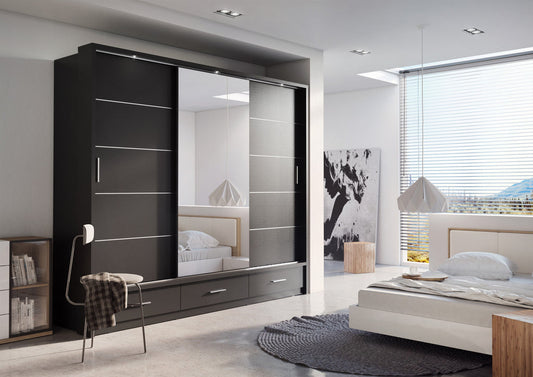 Arti AR-01 Sliding Door Wardrobe 250cm In Black Matt