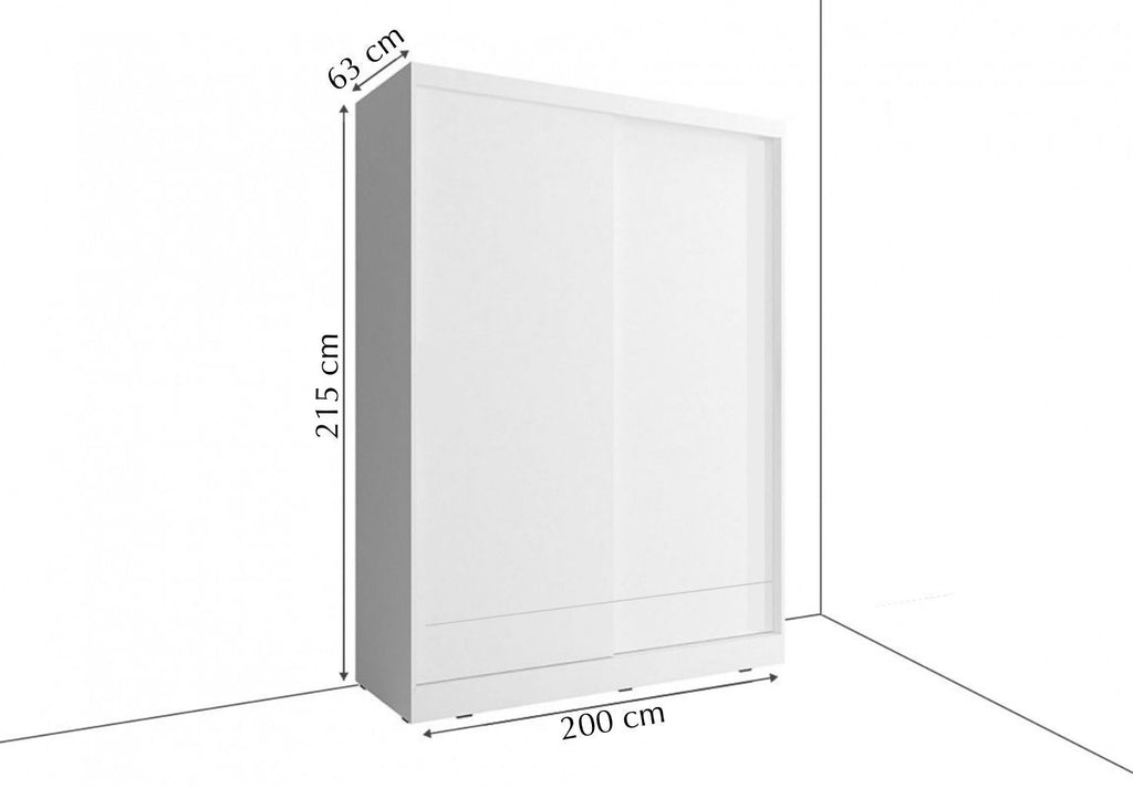 Arti AR-24 - 2 Sliding Door Wardrobe 200cm in White Matt