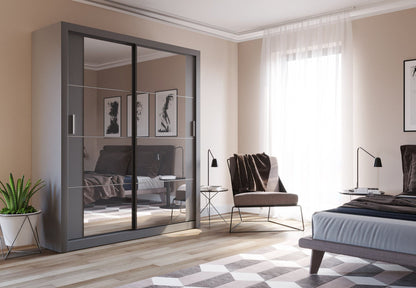 Arti AR-03 Sliding Door Wardrobe 181cm in Grey Matt