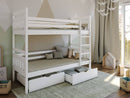 Wooden Bunk Bed Adas with Storage in White Matt Without Mattress