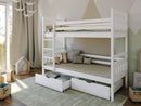 Wooden Bunk Bed Adas with Storage in White Matt Without Mattress