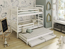 Wooden Bunk Bed Alan with Trundle and Storage in White Matt Without Mattress