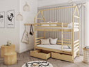 Wooden Bunk Bed Alex With Storage in Pine With Foam Mattress