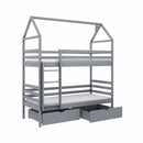 Wooden Bunk Bed Alex With Storage in Grey With Foam/Bonnell Mattress