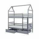 Wooden Bunk Bed Alex With Storage in Grey With Foam/Bonnell Mattress