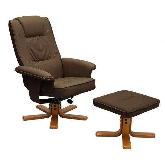 Althorpe Recliner with Footstool - PU Brown