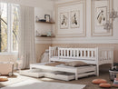 Wooden Double Bed Amelka with Trundle and Storage in White Matt With Foam/Bonnell Mattress