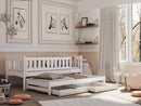 Wooden Double Bed Amelka with Trundle and Storage in White Matt With Foam/Bonnell Mattress