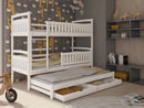 Wooden Bunk Bed Blanka with Trundle and Storage in White Matt Without Mattress