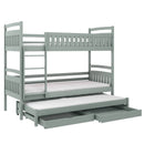 Wooden Bunk Bed Blanka with Trundle and Storage in Grey Without Mattress