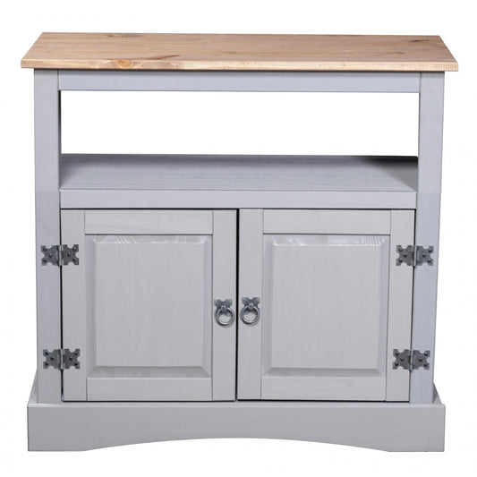 Corona Grey TV Cabinet – Straight 2 Door (Distressed Solid Waxed Light Pine)