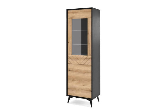 Diamond Tall Display Cabinet 54cm in Oak Evoke