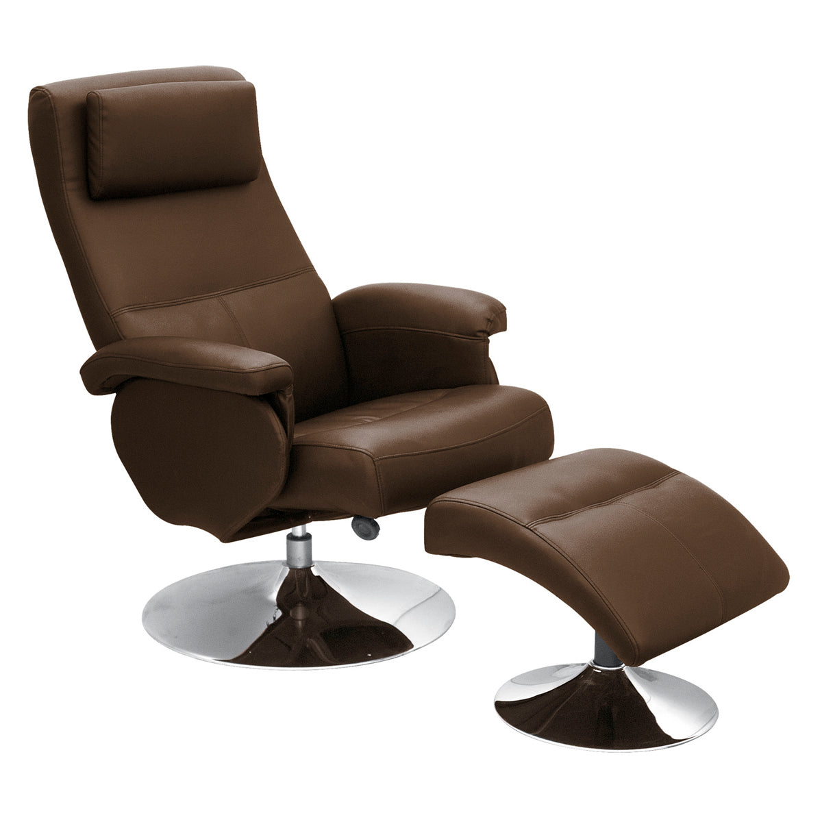 Denton Recliner with Footstool – PU & PVC, Brown