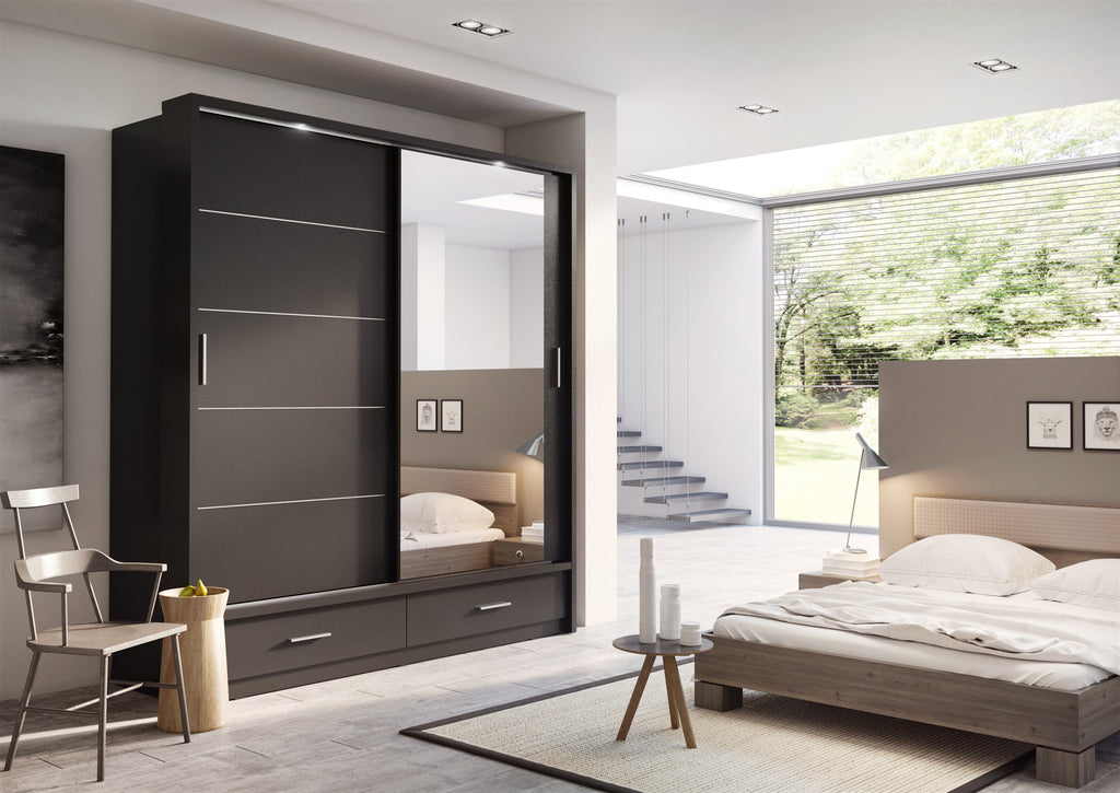 Arti AR-05 Sliding Door Wardrobe 200cm in Black Matt