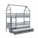 Dalia Bunk Bed with Trundle and Storage in Grey With Foam Mattress