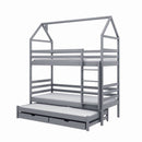 Dalia Bunk Bed with Trundle and Storage in Grey With Foam Mattress