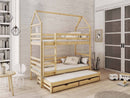 Dalia Bunk Bed with Trundle and Storage in Pine With Foam/Bonnell Mattress