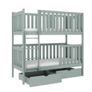 Wooden Bunk Bed David with Storage in Grey Matt With Foam/Bonnell Mattress