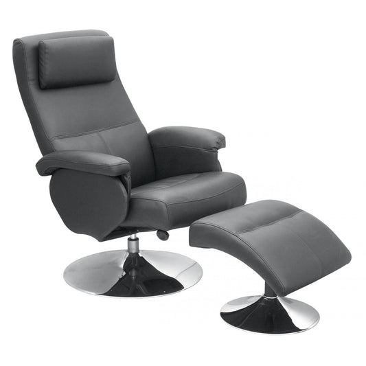 Denton Recliner with Footstool – PU & PVC, Black