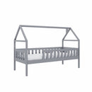 Wooden Single Bed Domi in Grey With Foam Mattress