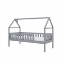 Wooden Single Bed Domi in Grey With Foam Mattress