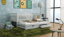 Wooden Bed Galaxy with Trundle and Storage in White Matt With Foam/Bonnell Mattress