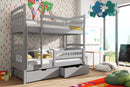 Wooden Bunk Bed Gabi with Storage in Grey Matt With Foam/Bonnell Mattress