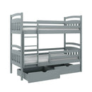 Wooden Bunk Bed Gabi with Storage in Grey Matt With Foam/Bonnell Mattress