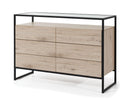 Glass Loft Chest of Drawers in Oak Bordeaux with Glass Tabletop