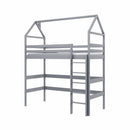 Wooden Gloria Loft Bed in Grey With Foam/Bonnell Mattress